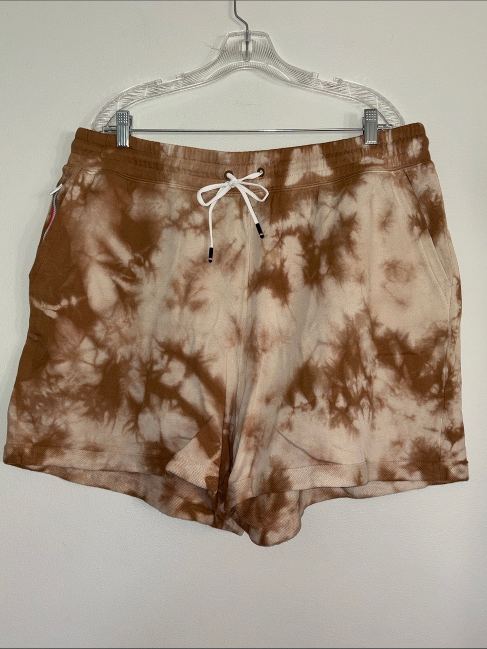 Four Laps Tie-Dye Women’s Drawstring Casual Shorts - Brown/Beige - XXL
